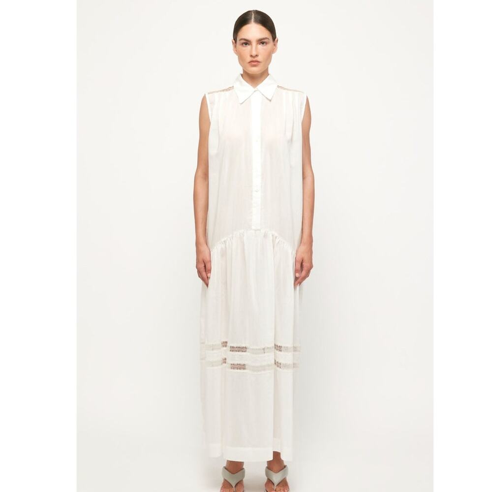 S/W/F LACE TRIM SLEEVELESS MIDI White New